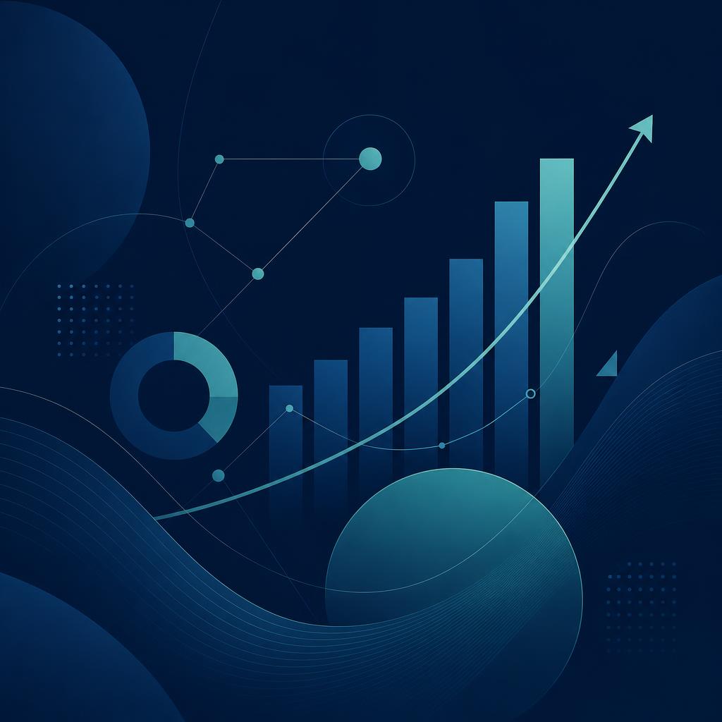 Ilustración corporativa de estrategia, crecimiento y datos